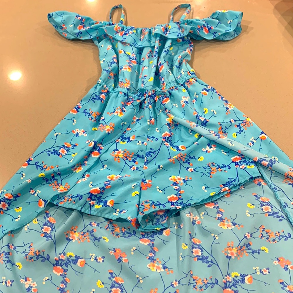 Blue floral romper dress